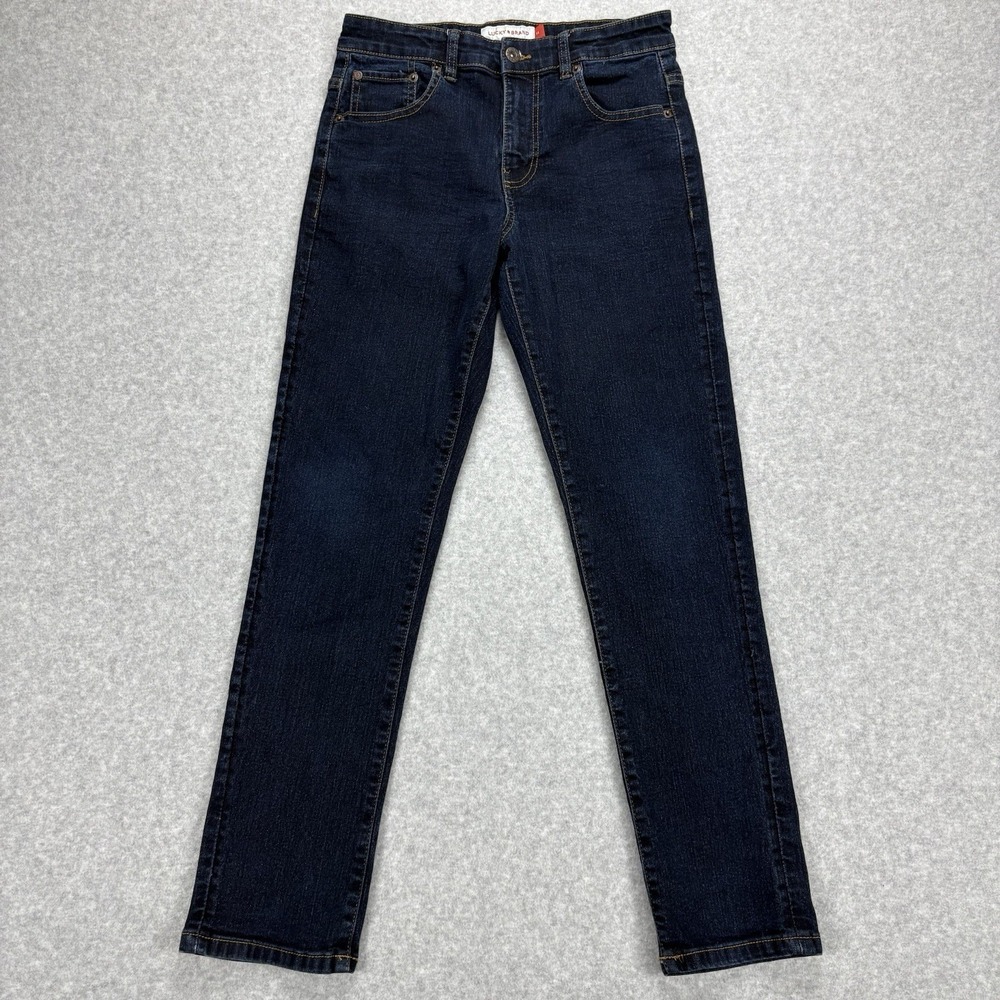 Lucky Brand Straight Jeans Boys 14 Blue Dark Wash Stretch Classic Casual Classic